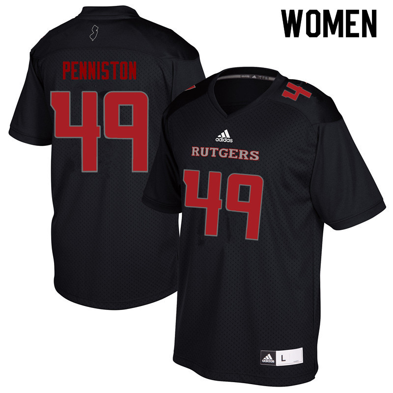 Women #49 Kyle Penniston Rutgers Scarlet Knights College Football Jerseys Sale-Black